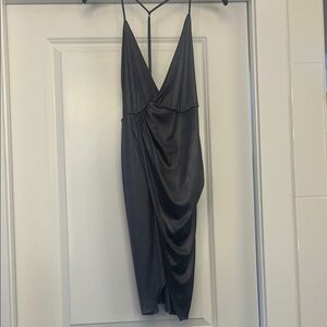 Lush Charcoal Backless Draped Dress